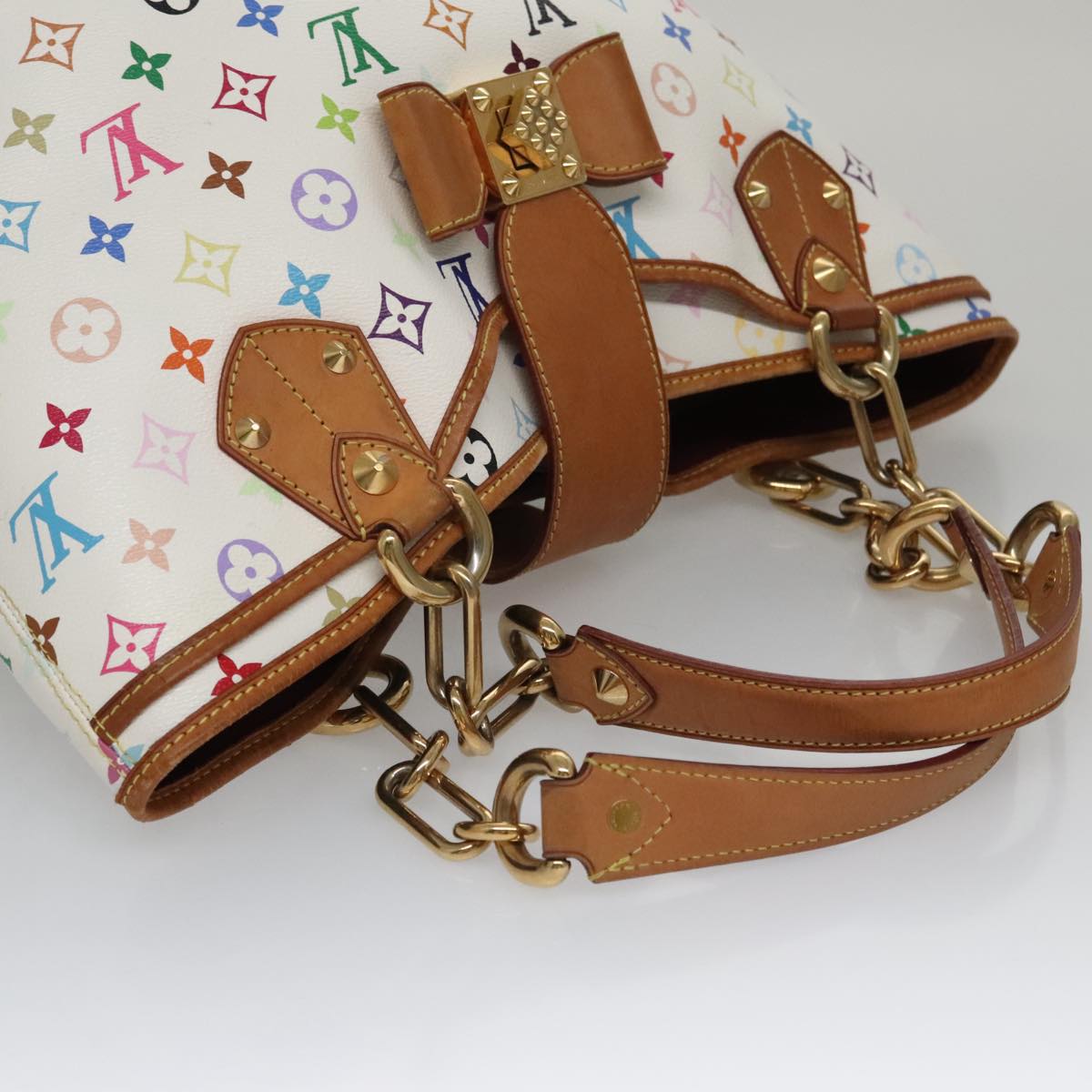 LOUIS VUITTON Monogram Multicolor Annie GM Tote Bag White M40303 LV 106470