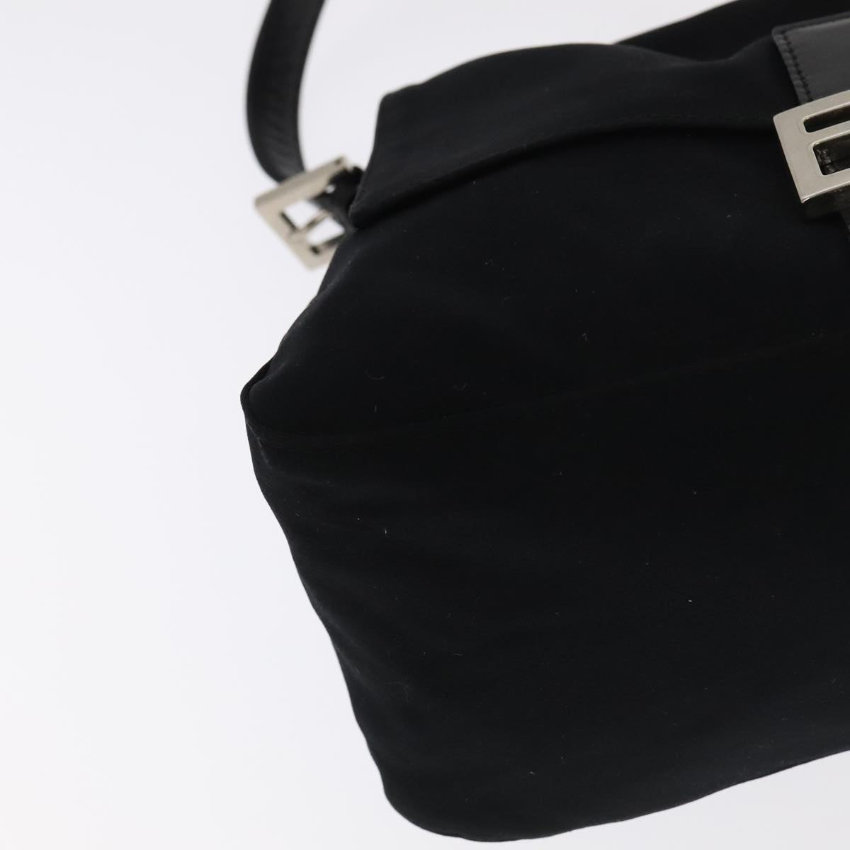 FENDI Mamma Baguette Shoulder Bag Nylon Black Silver 106524
