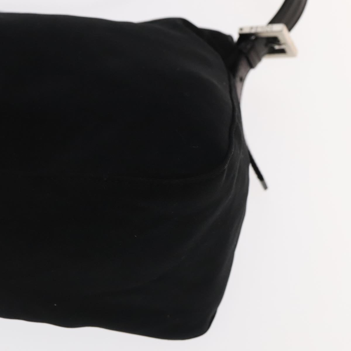 FENDI Mamma Baguette Shoulder Bag Nylon Black Silver 106524