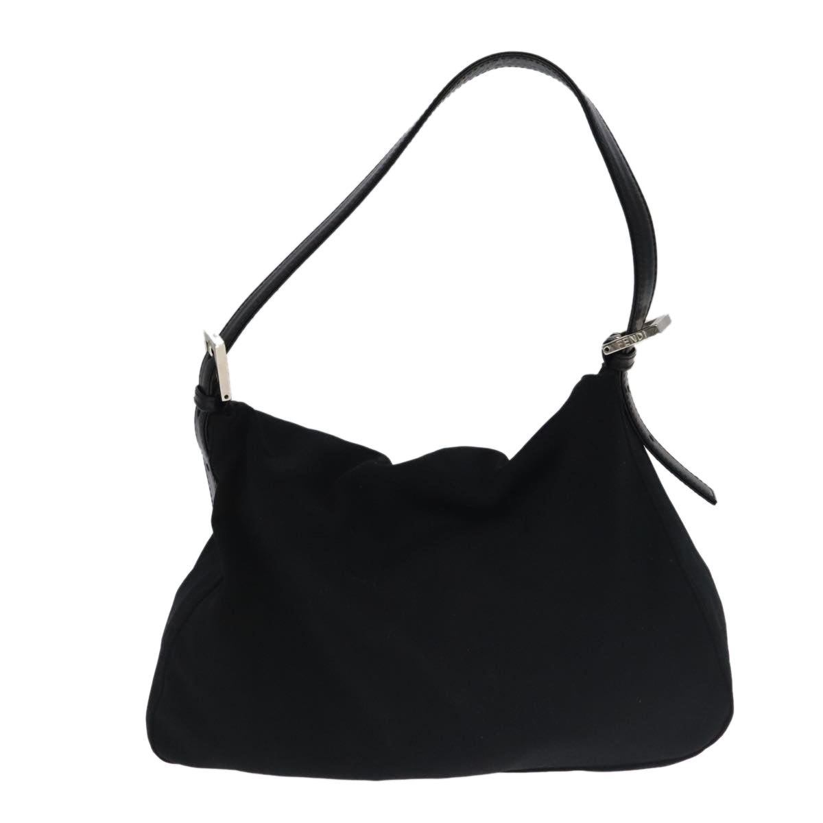 FENDI Mamma Baguette Shoulder Bag Nylon Black Silver 106524