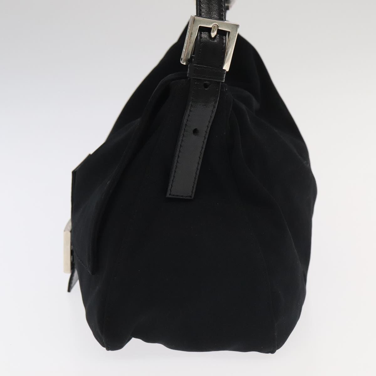 FENDI Mamma Baguette Shoulder Bag Nylon Black Silver 106524