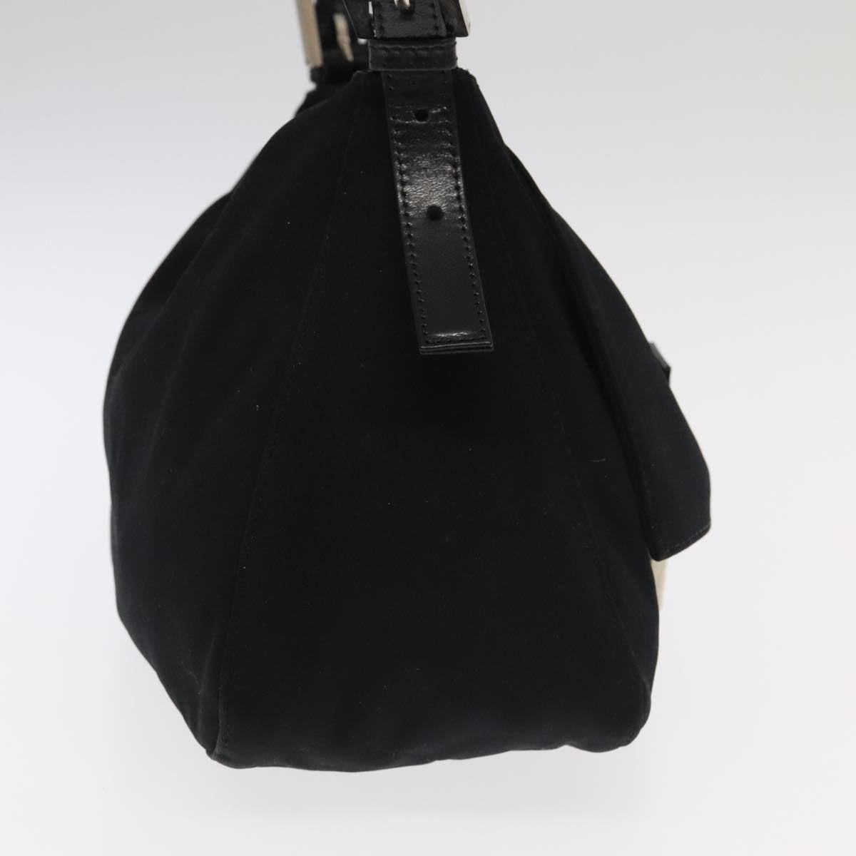 FENDI Mamma Baguette Shoulder Bag Nylon Black Silver 106524