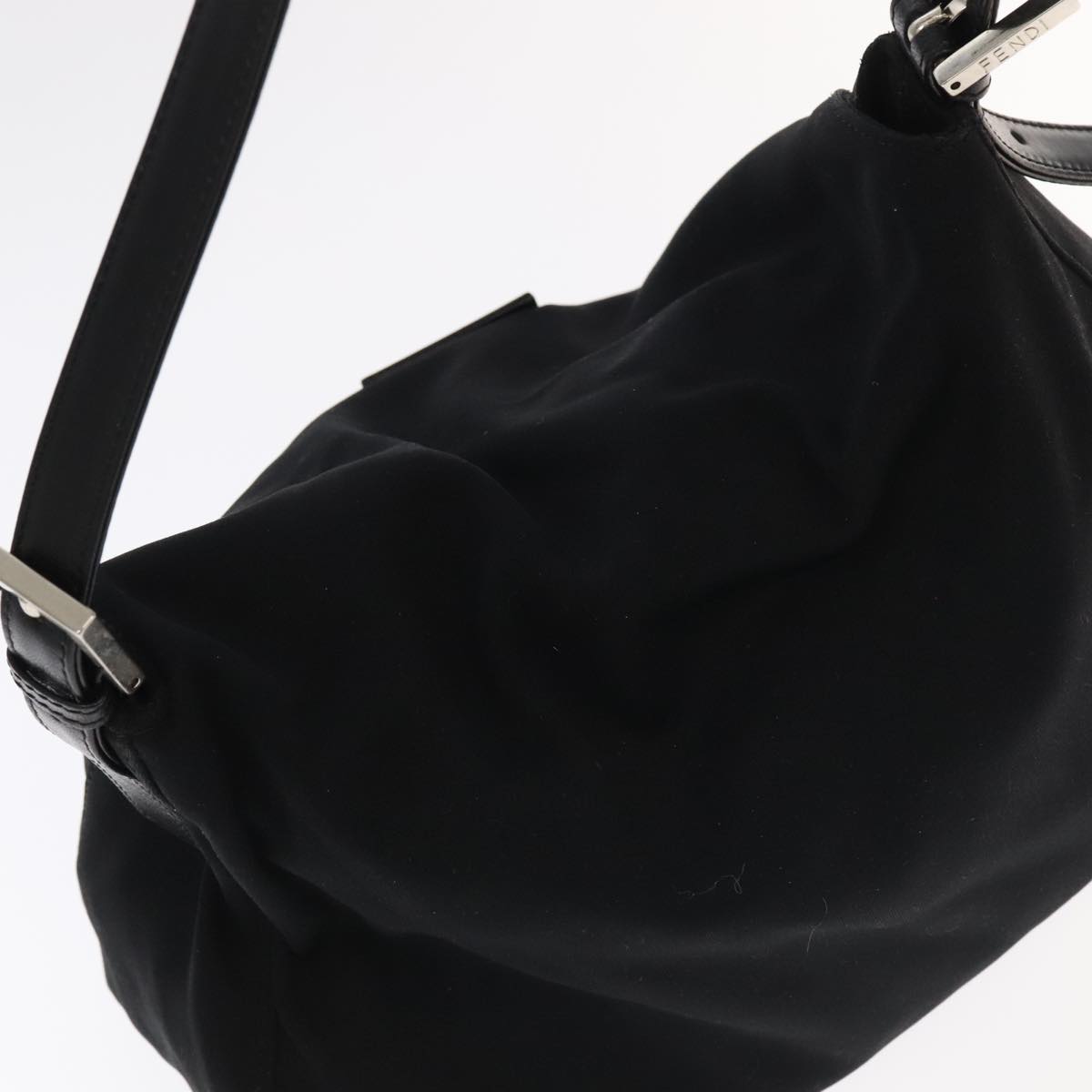 FENDI Mamma Baguette Shoulder Bag Nylon Black Silver 106524