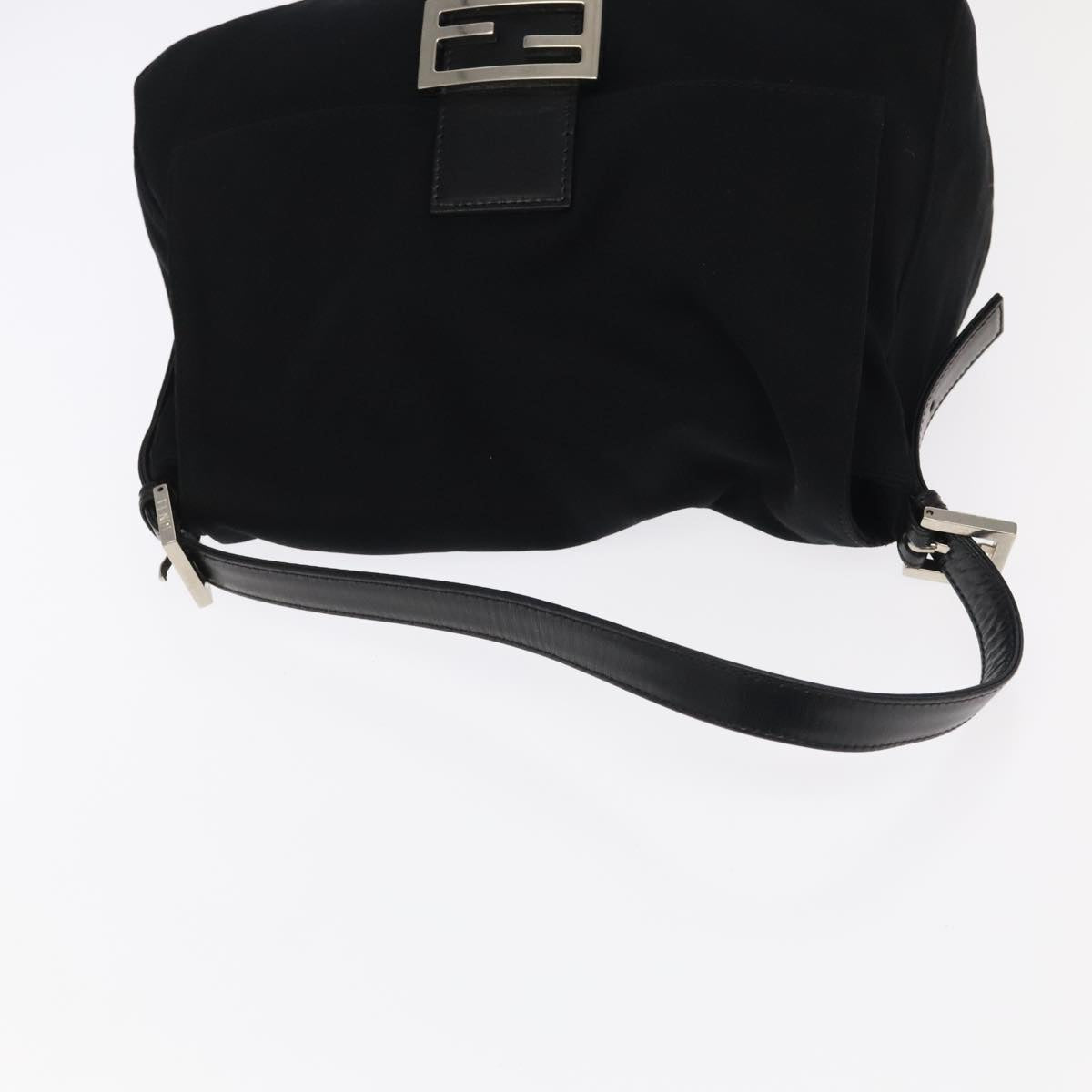 FENDI Mamma Baguette Shoulder Bag Nylon Black Silver 106524