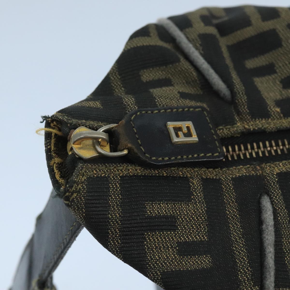 FENDI Zucca Canvas Vanity Pouch Brown Black 106597