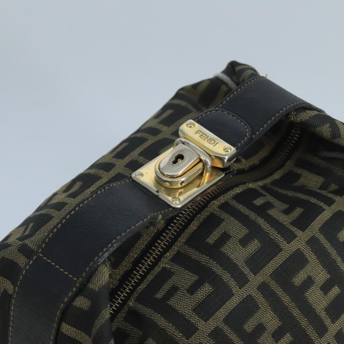 FENDI Zucca Canvas Vanity Pouch Brown Black 106597