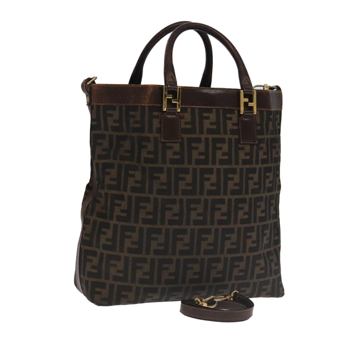 FENDI Zucca Canvas Hand Bag 2way Brown Black 106633