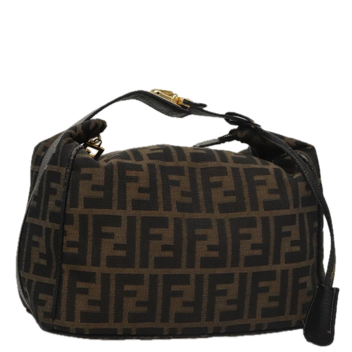 FENDI Zucca Canvas Vanity Pouch Brown Black Gold 106699
