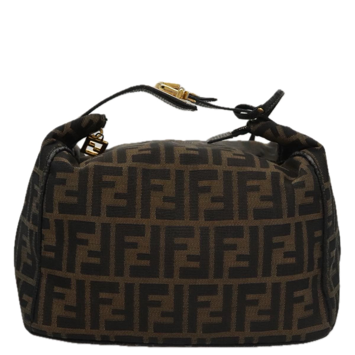 FENDI Zucca Canvas Vanity Pouch Brown Black Gold 106699