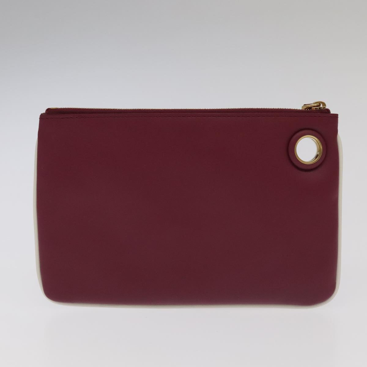 FENDI Triplet Clutch Bag Leather Brown Purple gold 106719