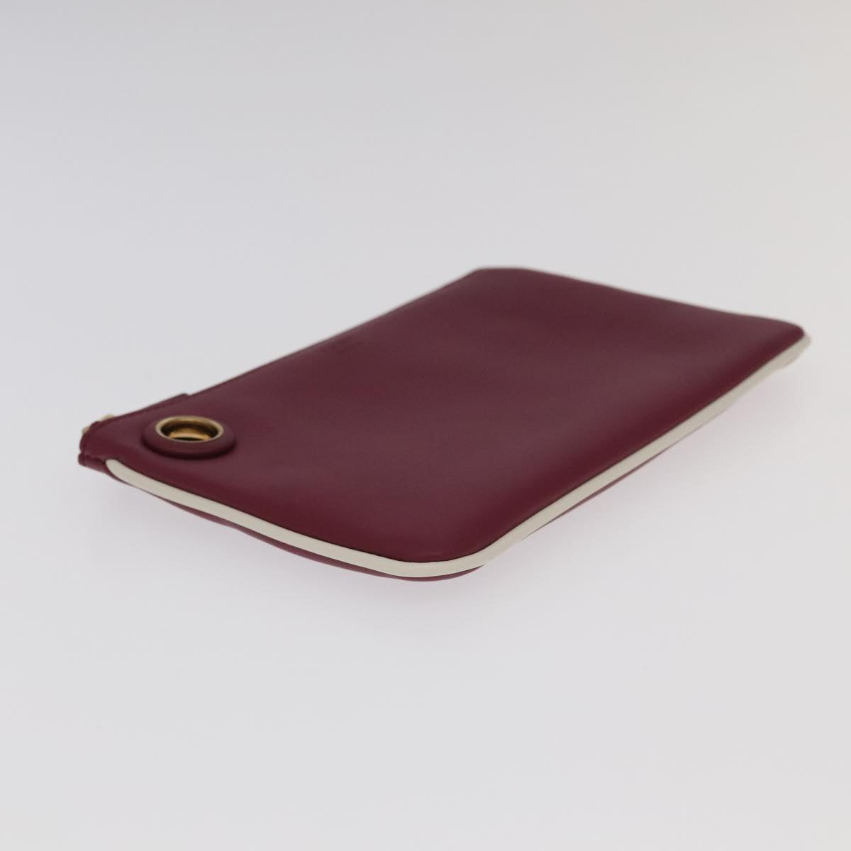 FENDI Triplet Clutch Bag Leather Brown Purple gold 106719