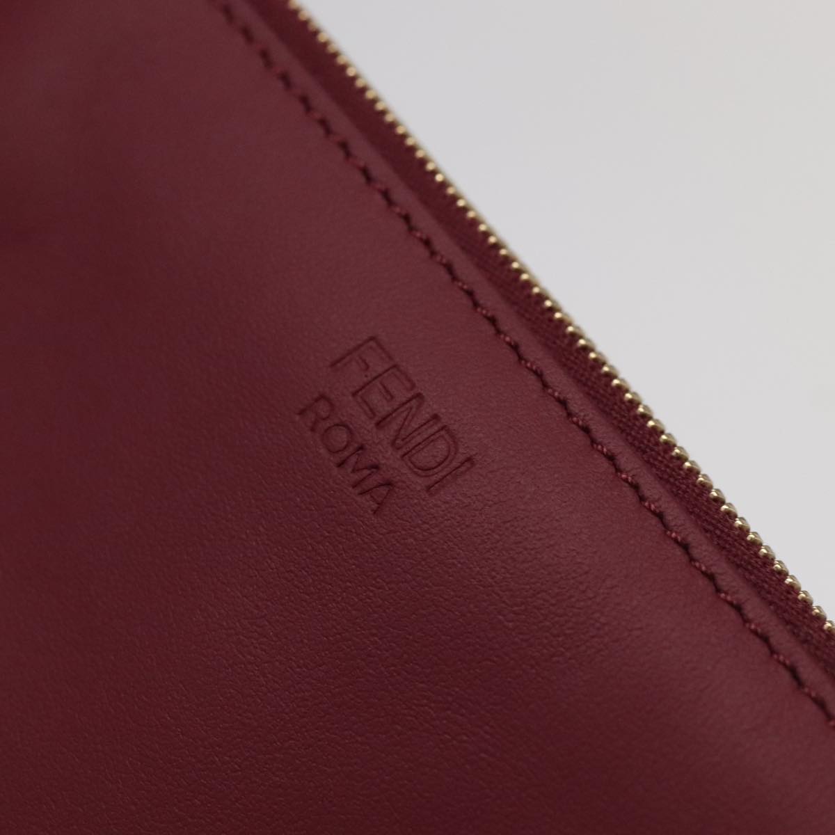 FENDI Triplet Clutch Bag Leather Brown Purple gold 106719