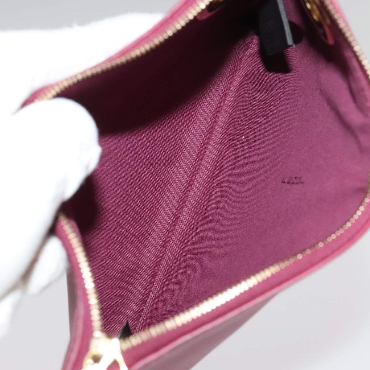 FENDI Triplet Clutch Bag Leather Brown Purple gold 106719