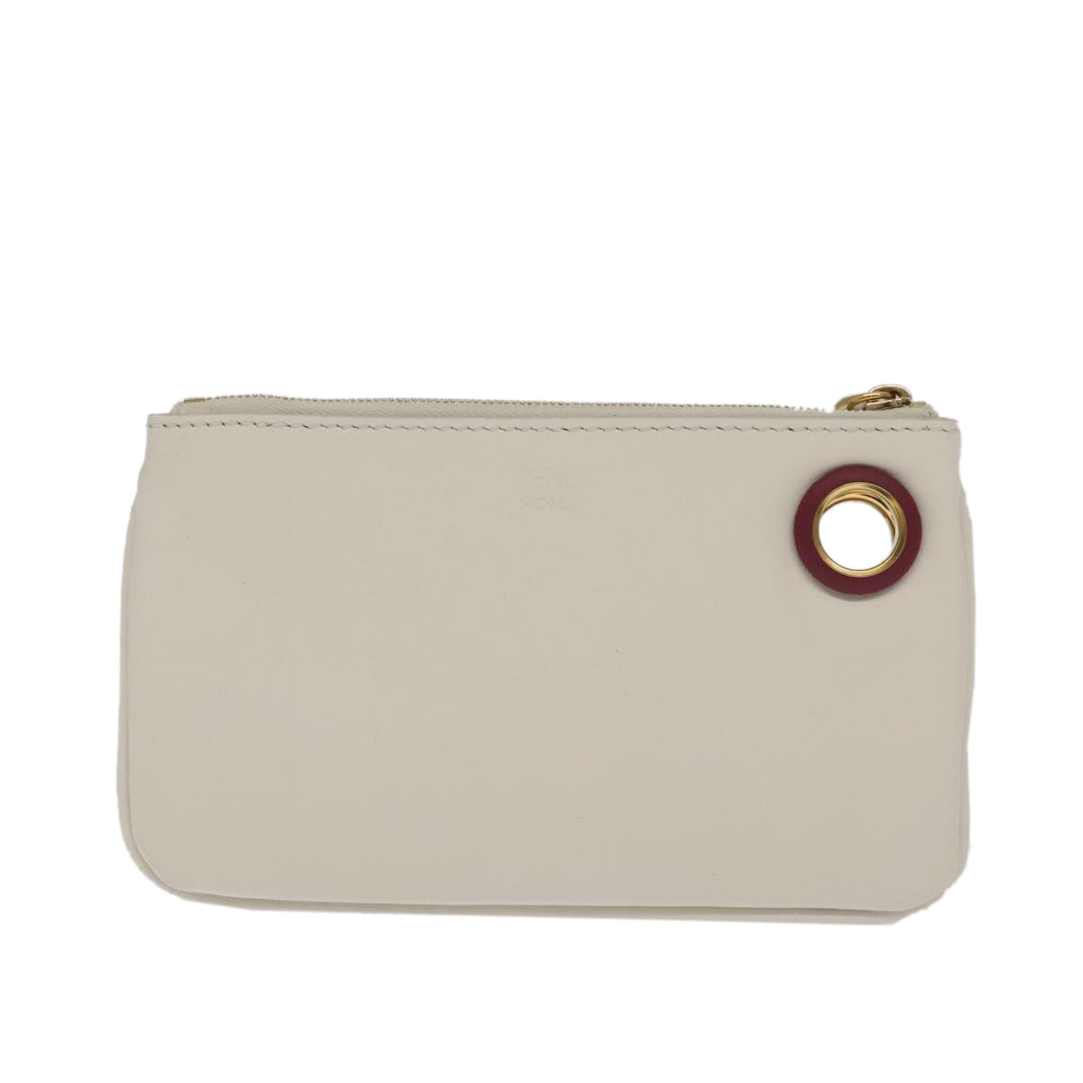 FENDI Triplet Clutch Bag Leather Brown Purple gold 106719