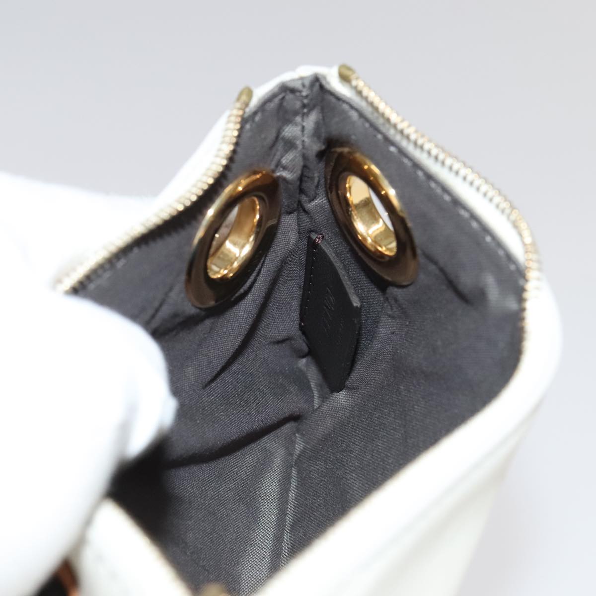 FENDI Triplet Clutch Bag Leather Brown Purple gold 106719