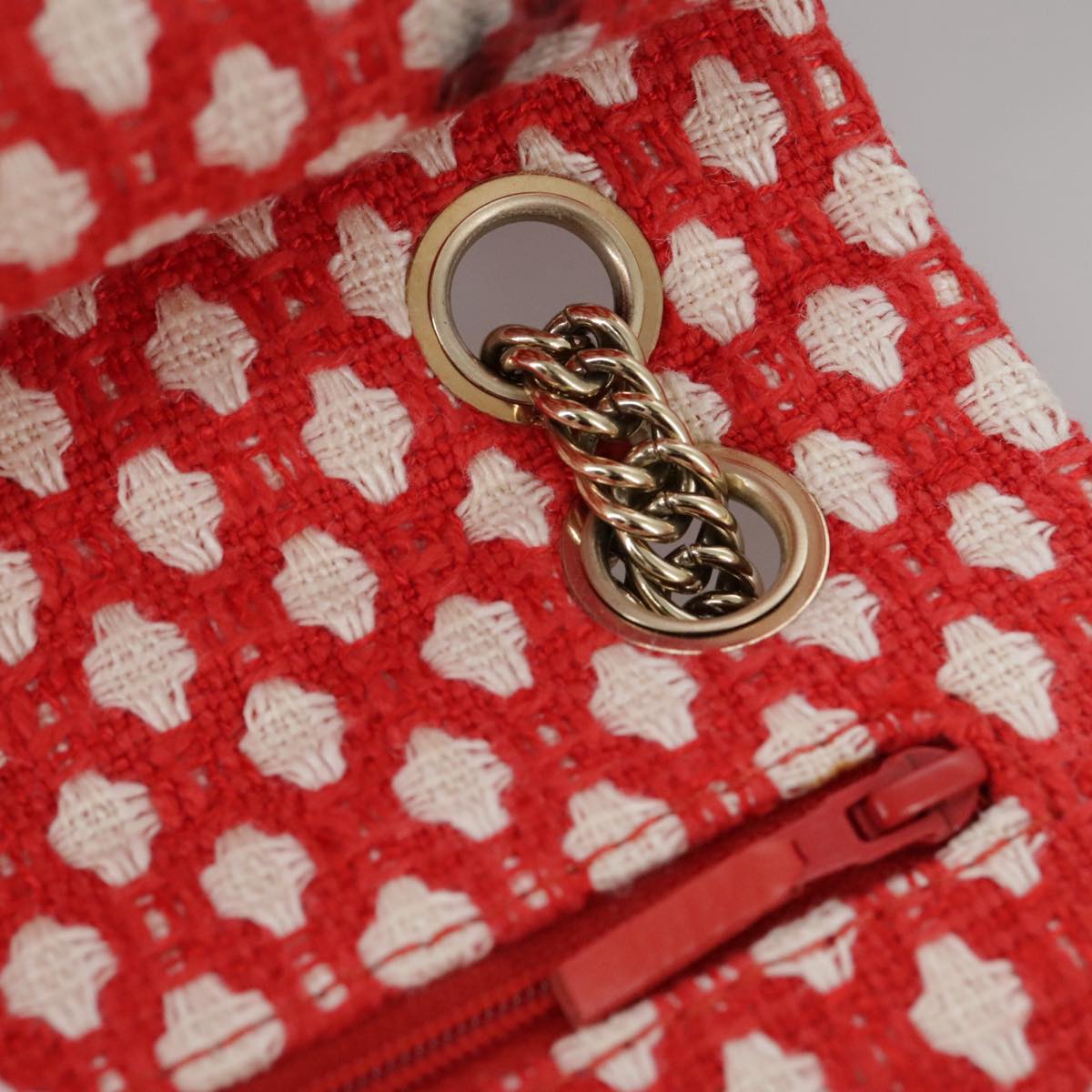 CHANEL Matelasse Chain Shoulder Bag Tweed Red CC 106727A