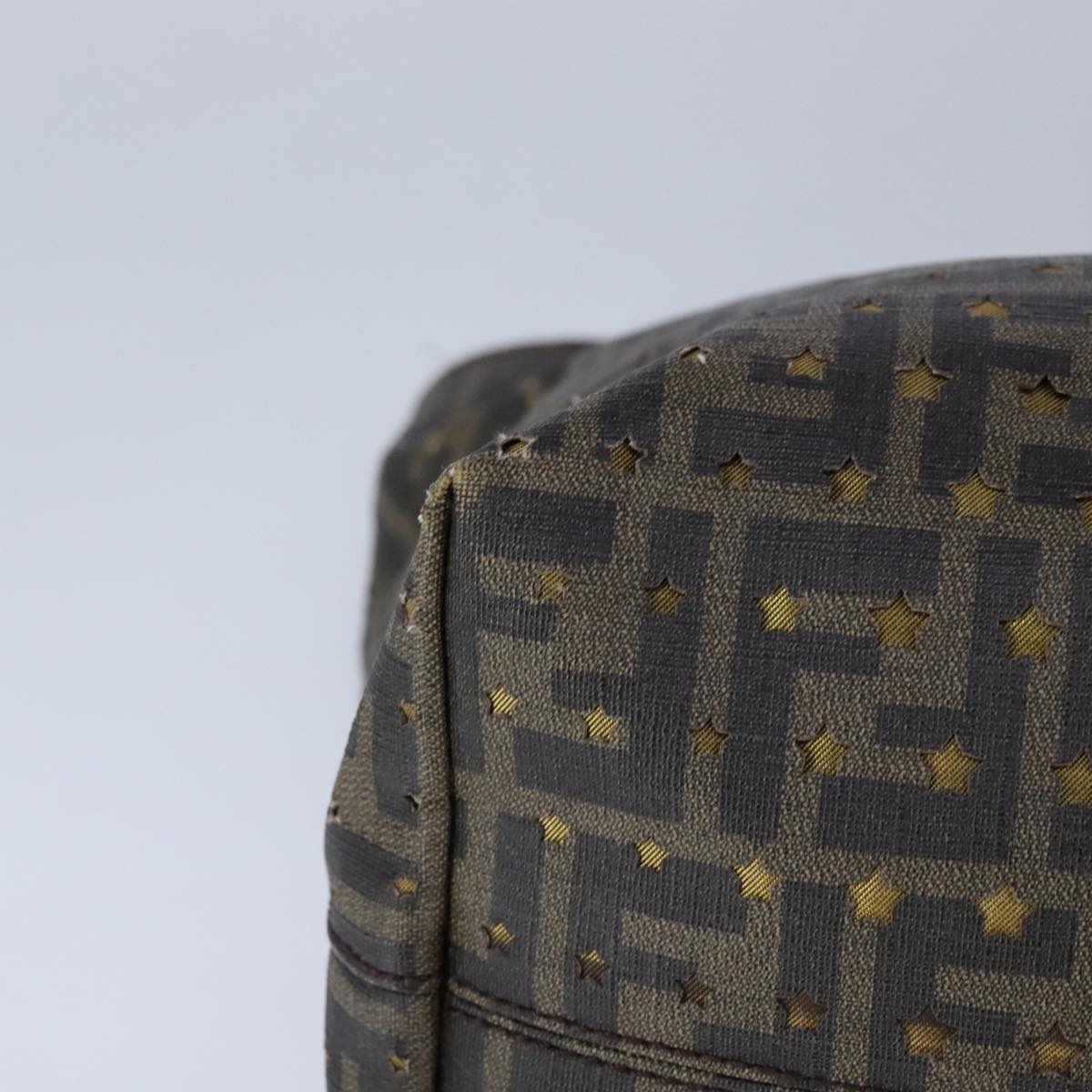 FENDI Zucca Canvas Tote Bag PVC Brown Black Gold 106827