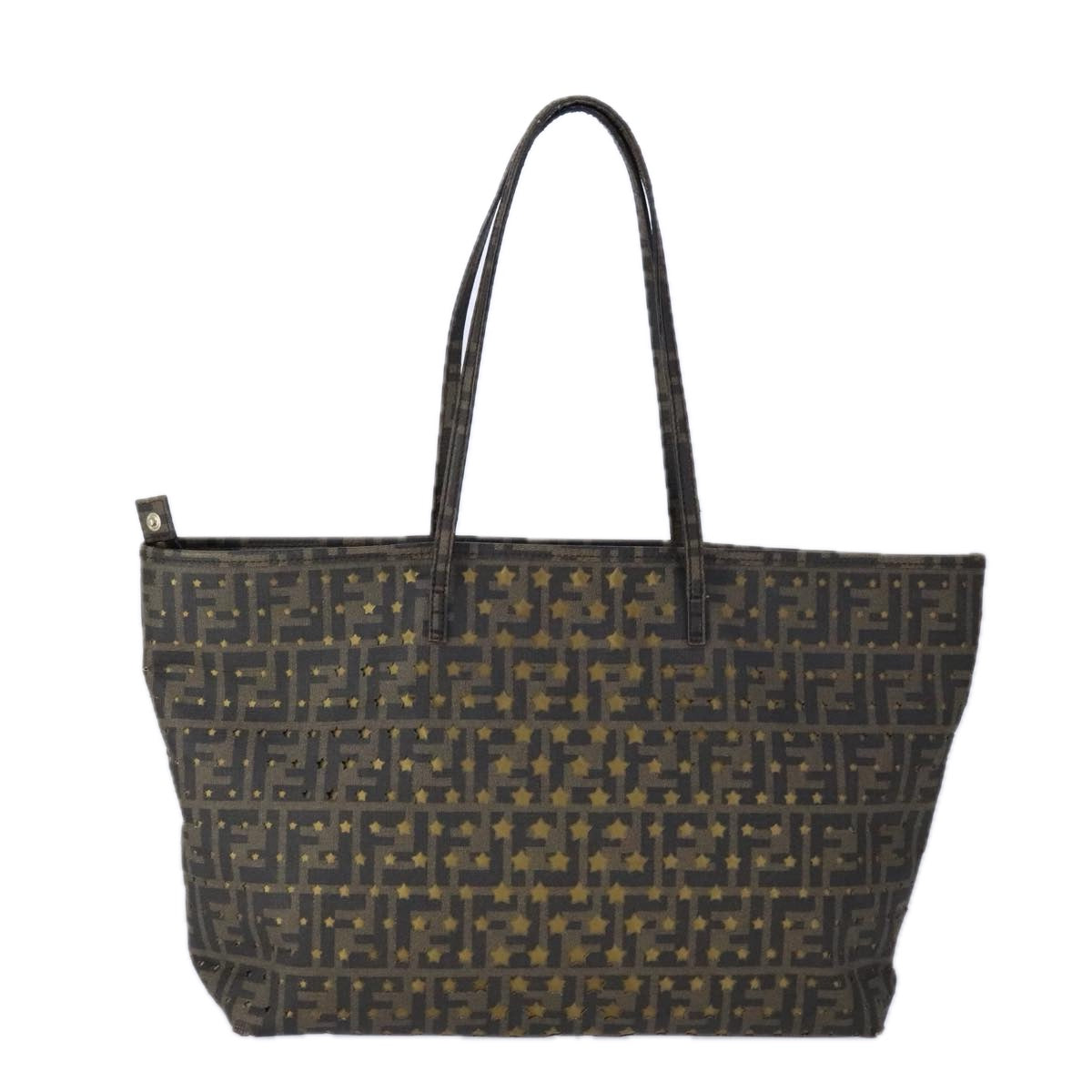 FENDI Zucca Canvas Tote Bag PVC Brown Black Gold 106827