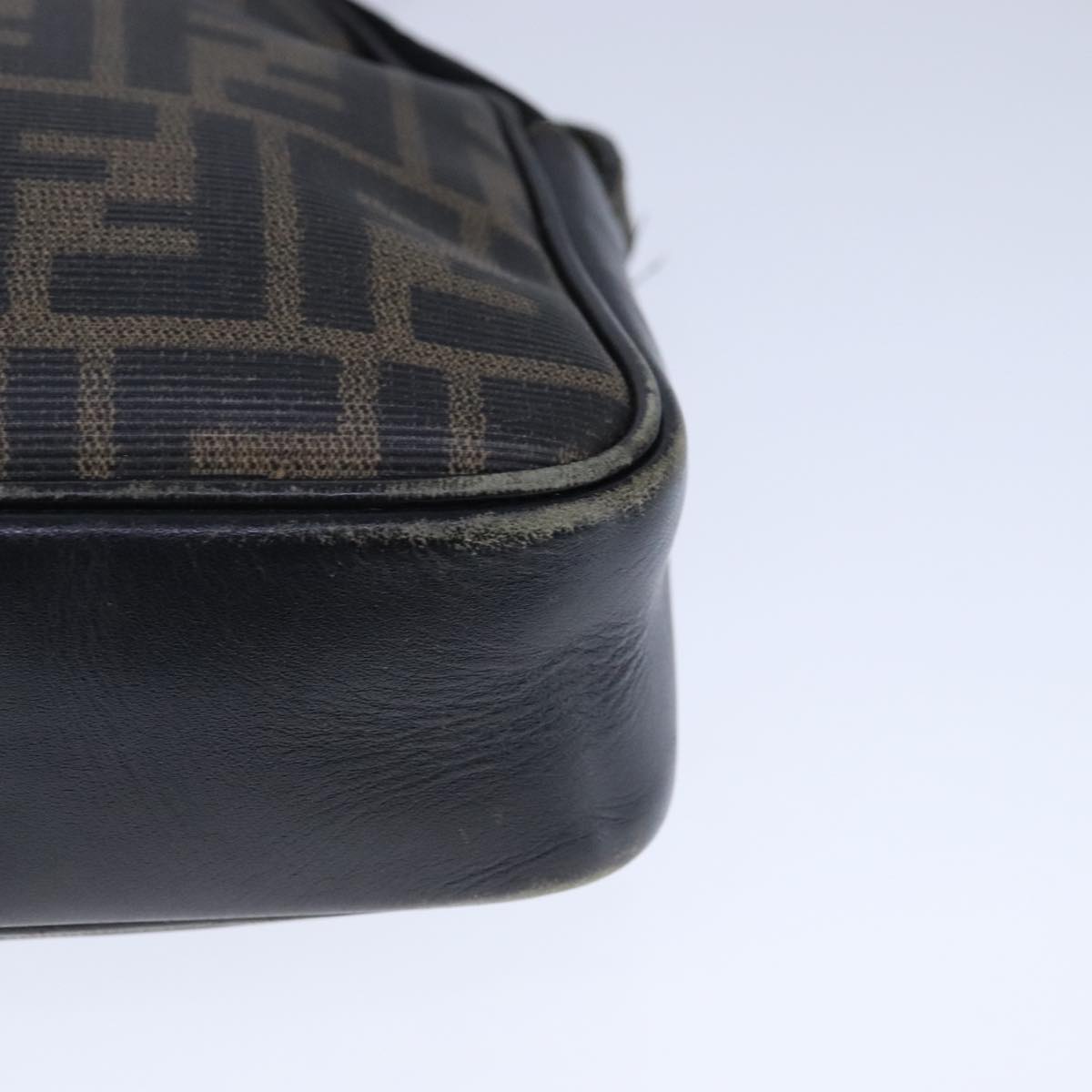 FENDI Zucca Canvas Shoulder Bag PVC Khaki Black Gold 106832