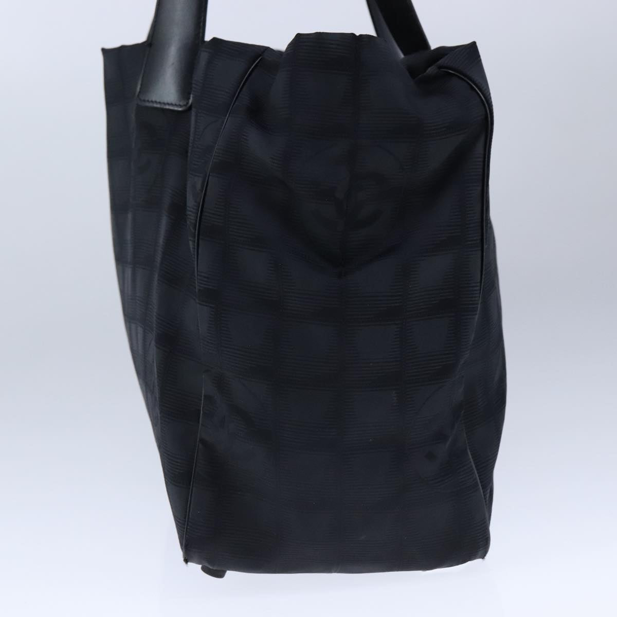 CHANEL New travel line Tote Bag Nylon Leather Black CC 106833