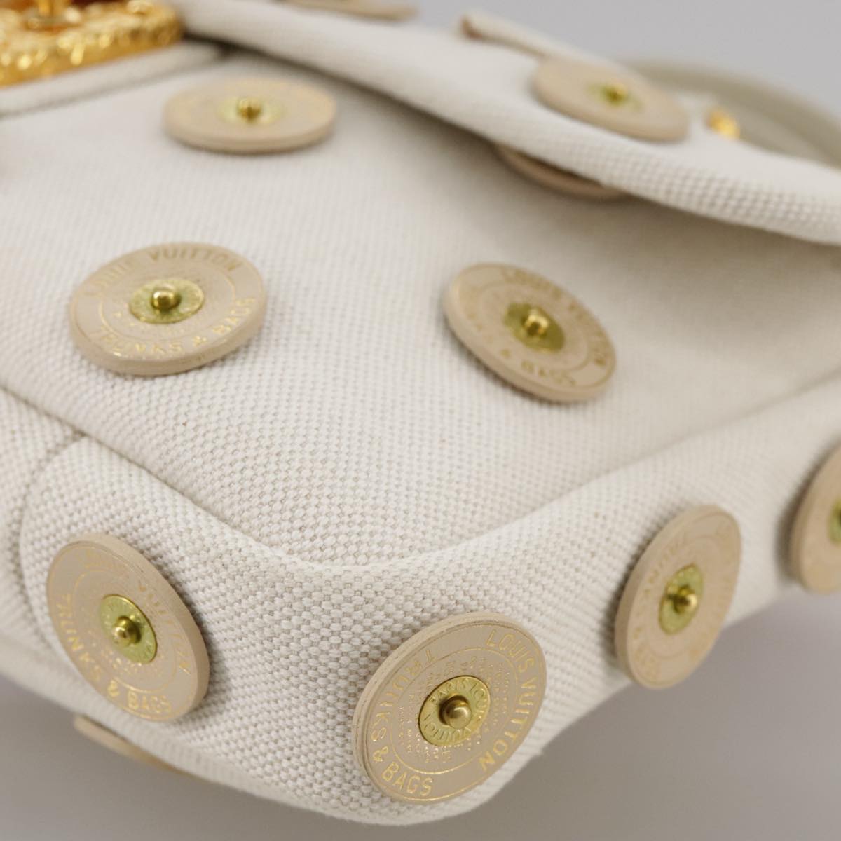 LOUIS VUITTON Tinkerbell Polka Dots Panama Bag Canvas White M95407 106959