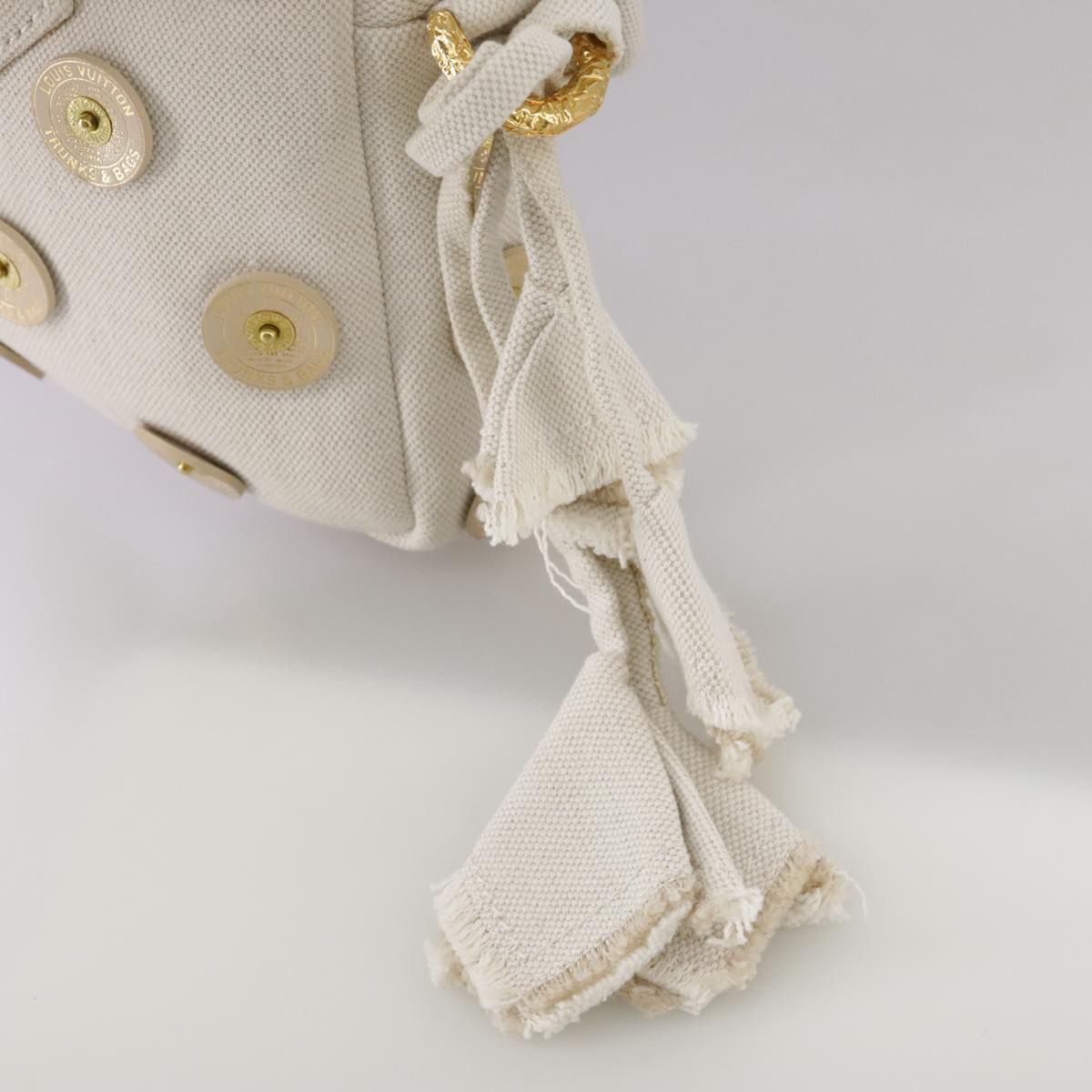 LOUIS VUITTON Tinkerbell Polka Dots Panama Bag Canvas White M95407 106959