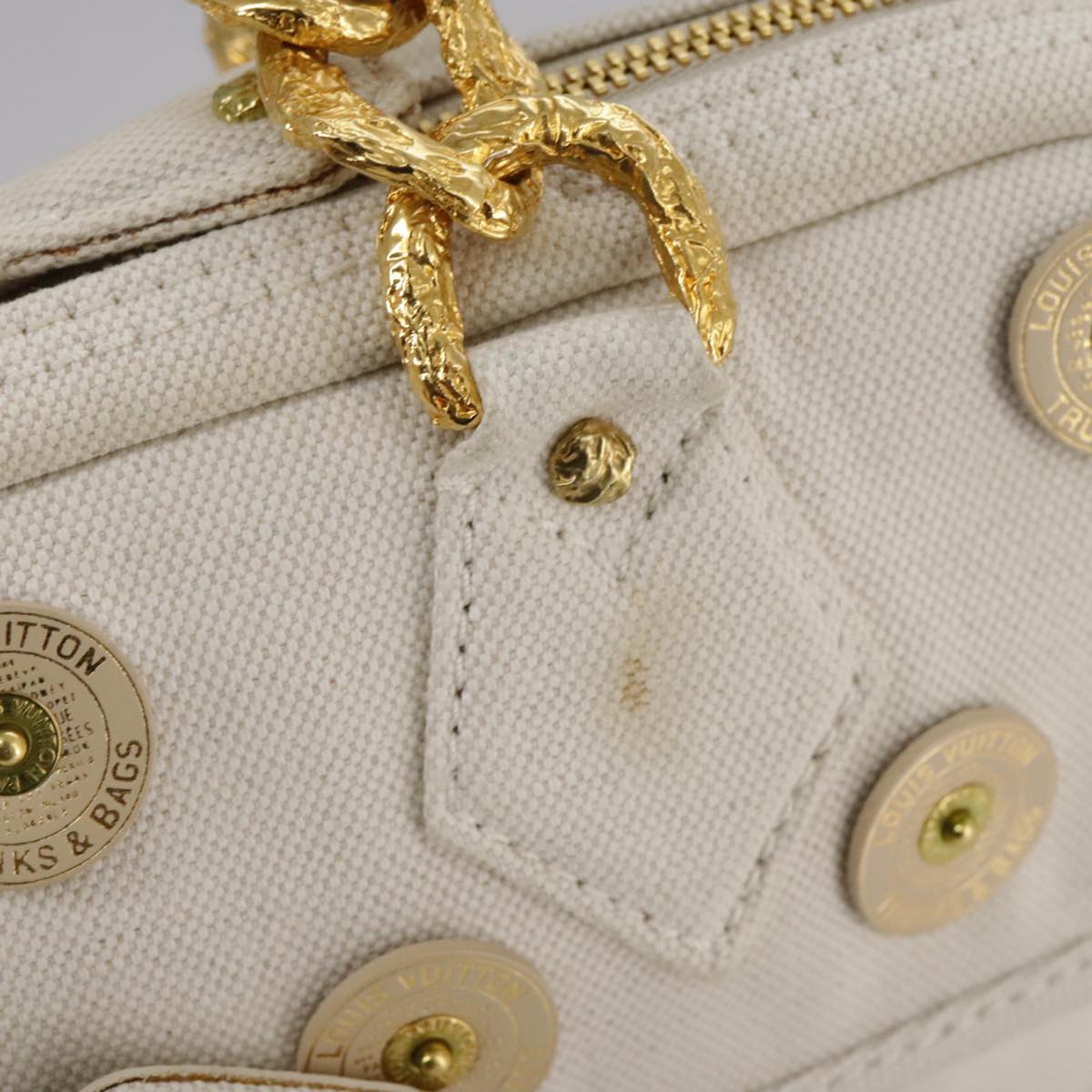 LOUIS VUITTON Tinkerbell Polka Dots Panama Bag Canvas White M95407 106959