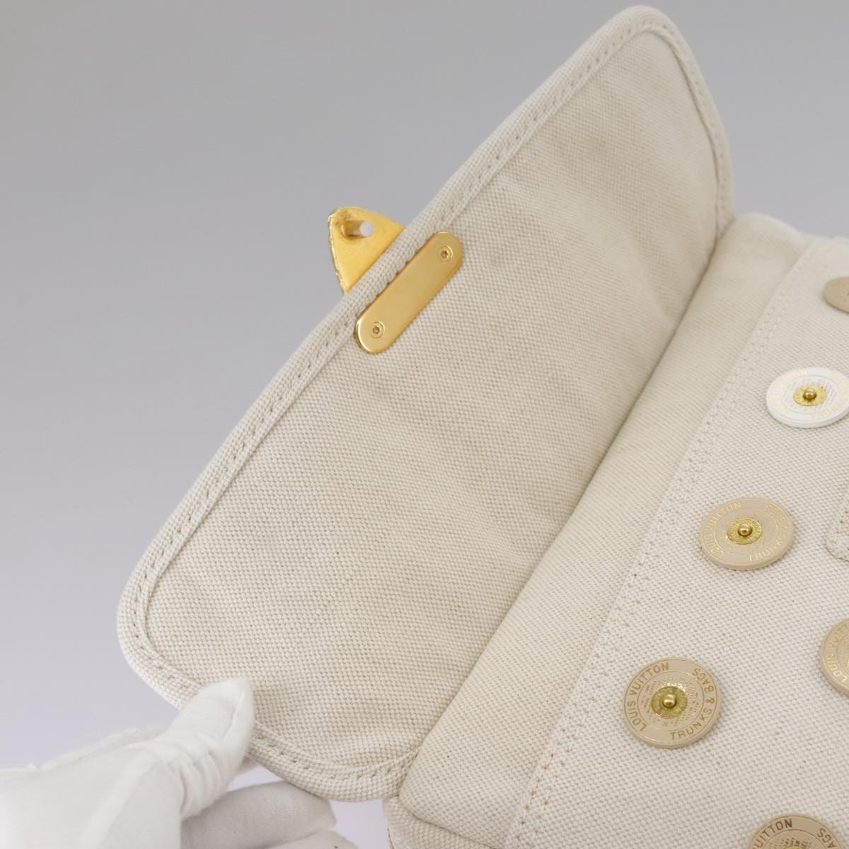 LOUIS VUITTON Tinkerbell Polka Dots Panama Bag Canvas White M95407 106959