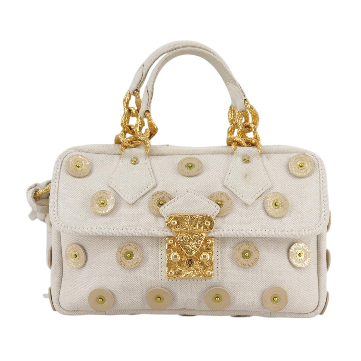 LOUIS VUITTON Tinkerbell Polka Dots Panama Bag Canvas White M95407 106959