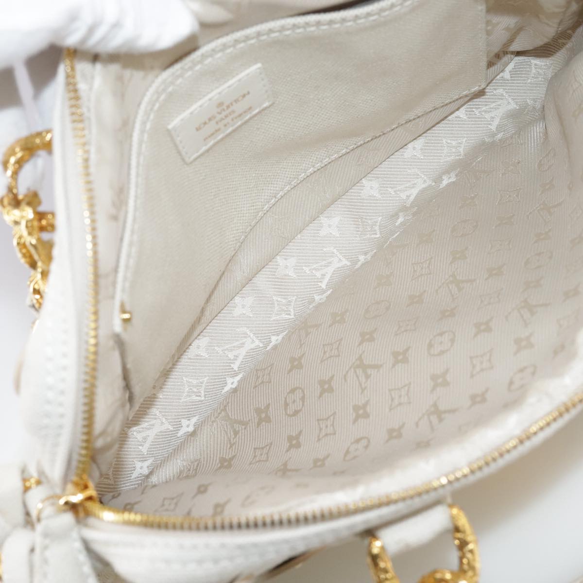 LOUIS VUITTON Tinkerbell Polka Dots Panama Bag Canvas White M95407 106959