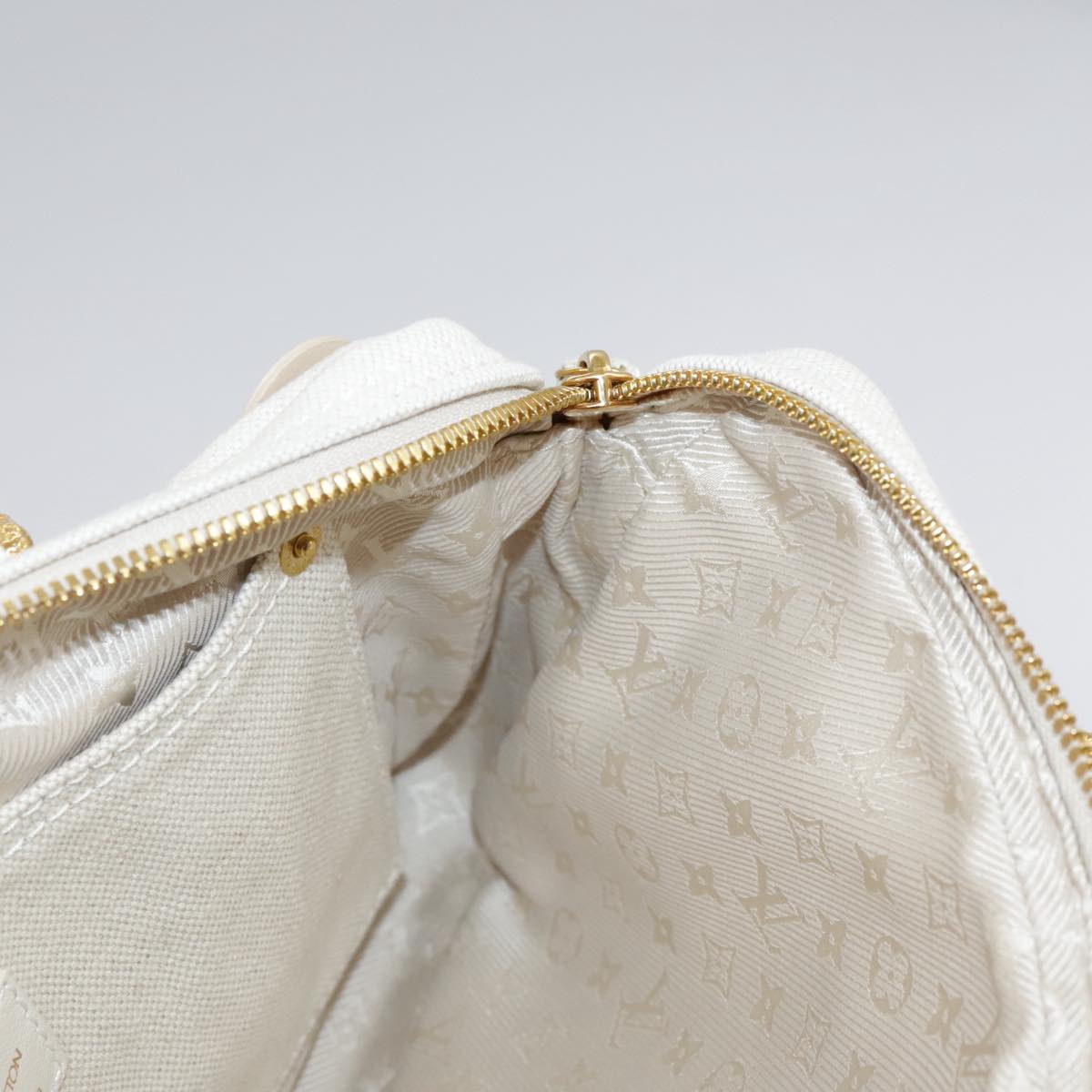 LOUIS VUITTON Tinkerbell Polka Dots Panama Bag Canvas White M95407 106959