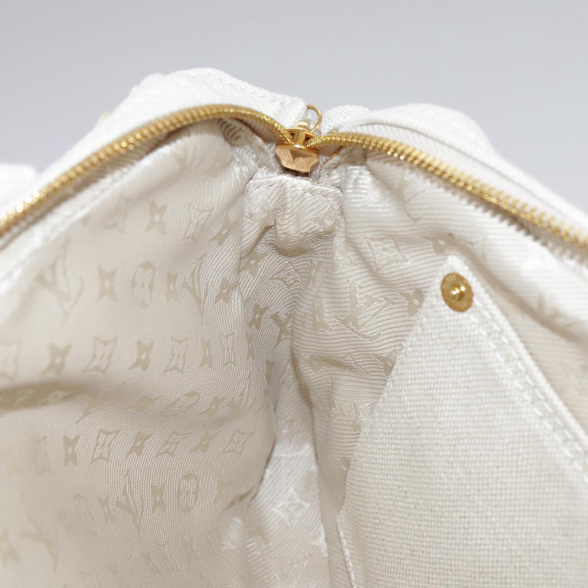 LOUIS VUITTON Tinkerbell Polka Dots Panama Bag Canvas White M95407 106959