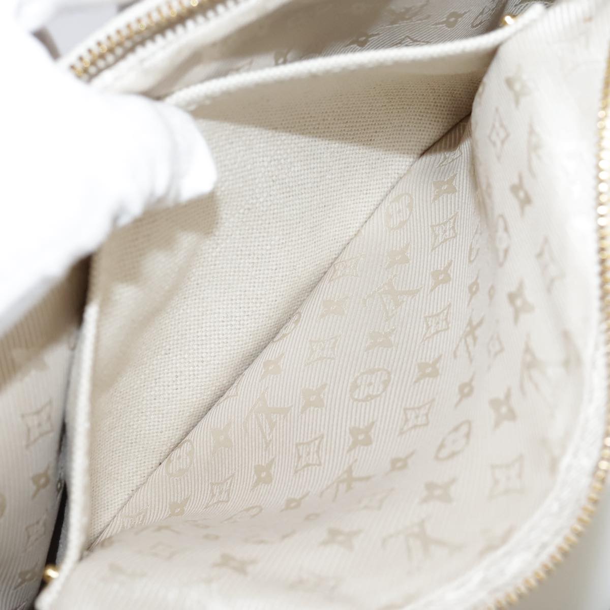 LOUIS VUITTON Tinkerbell Polka Dots Panama Bag Canvas White M95407 106959