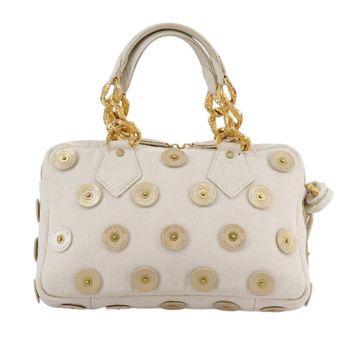 LOUIS VUITTON Tinkerbell Polka Dots Panama Bag Canvas White M95407 106959