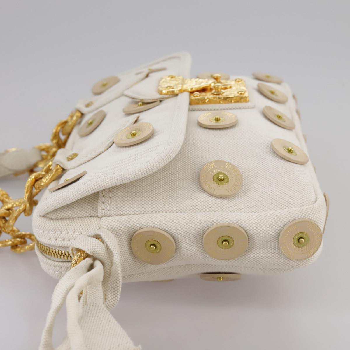 LOUIS VUITTON Tinkerbell Polka Dots Panama Bag Canvas White M95407 106959