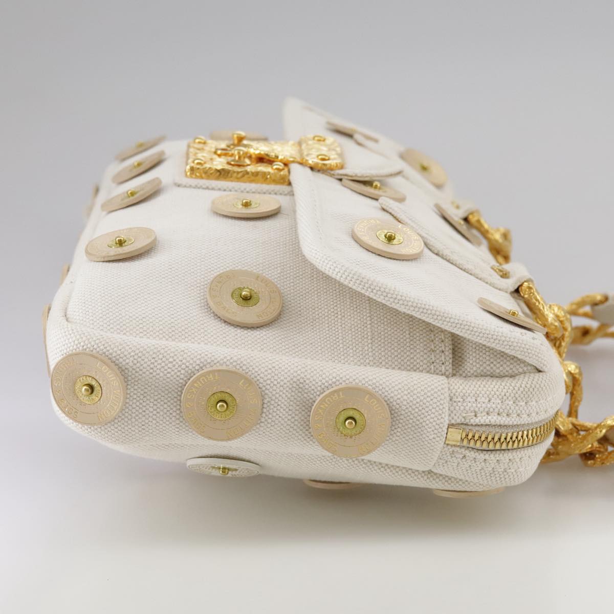 LOUIS VUITTON Tinkerbell Polka Dots Panama Bag Canvas White M95407 106959