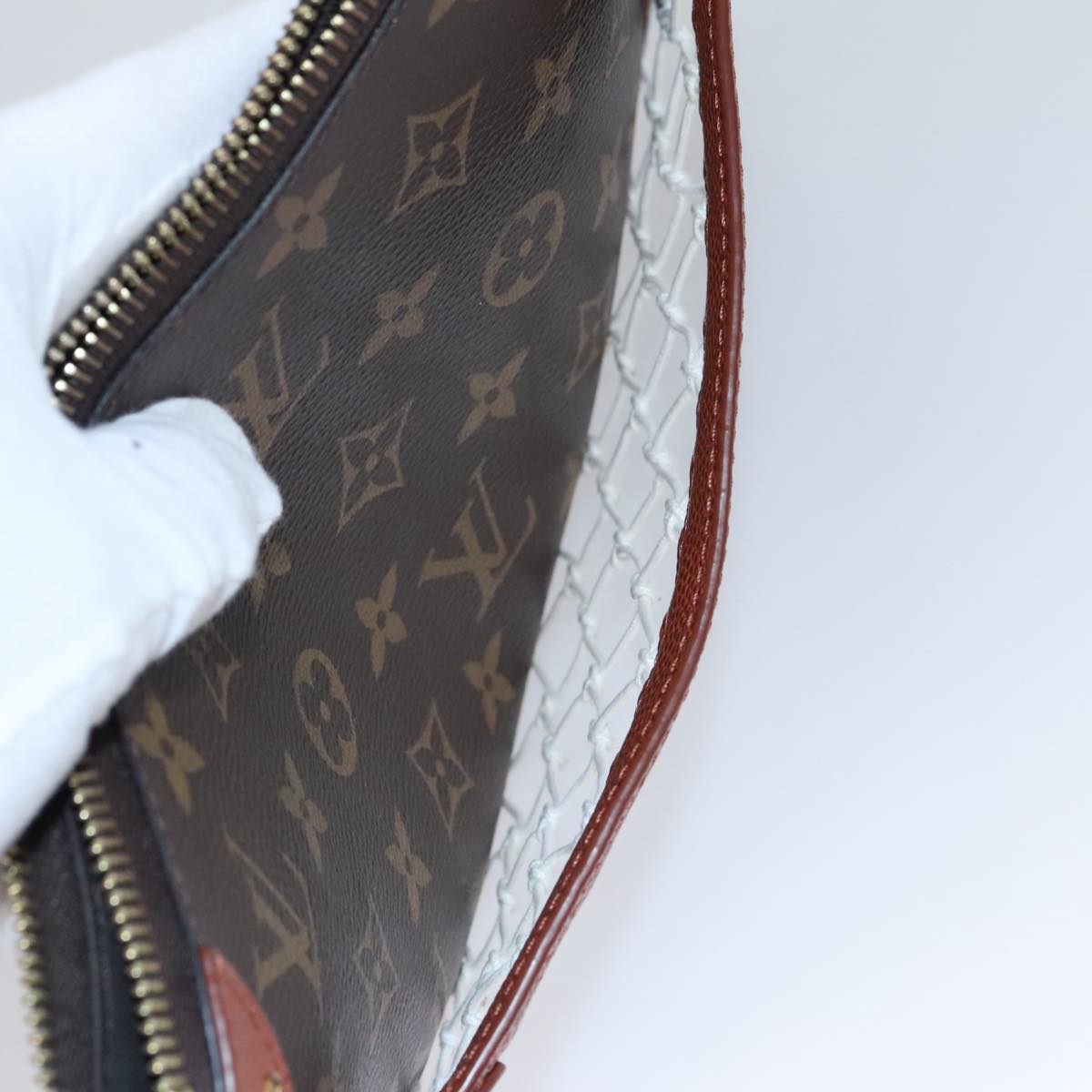 LOUIS VUITTON Monogram Net Flat Clutch Bag M80543 LV 107000