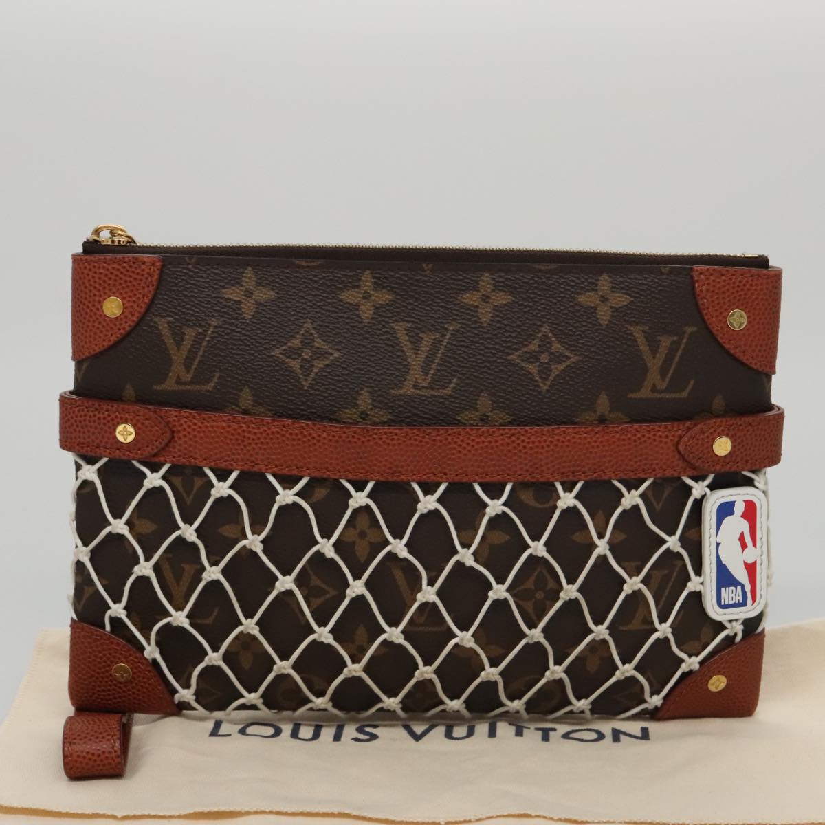 LOUIS VUITTON Monogram Net Flat Clutch Bag M80543 LV 107000
