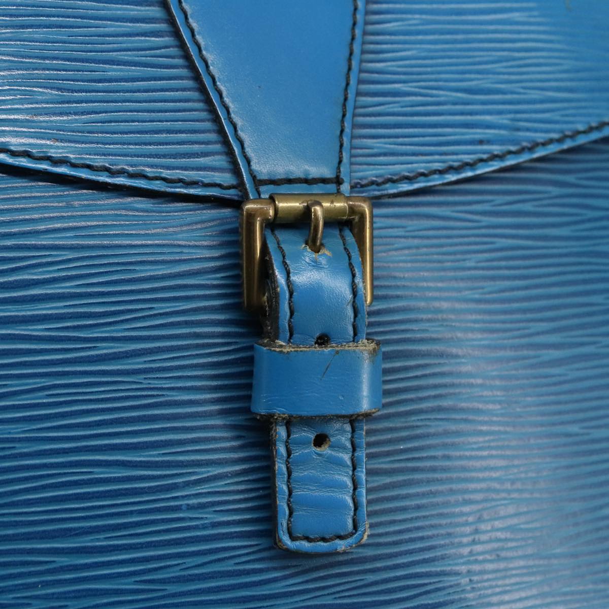 LOUIS VUITTON Epi June Feuille Shoulder Bag Blue M52155 LV 107061