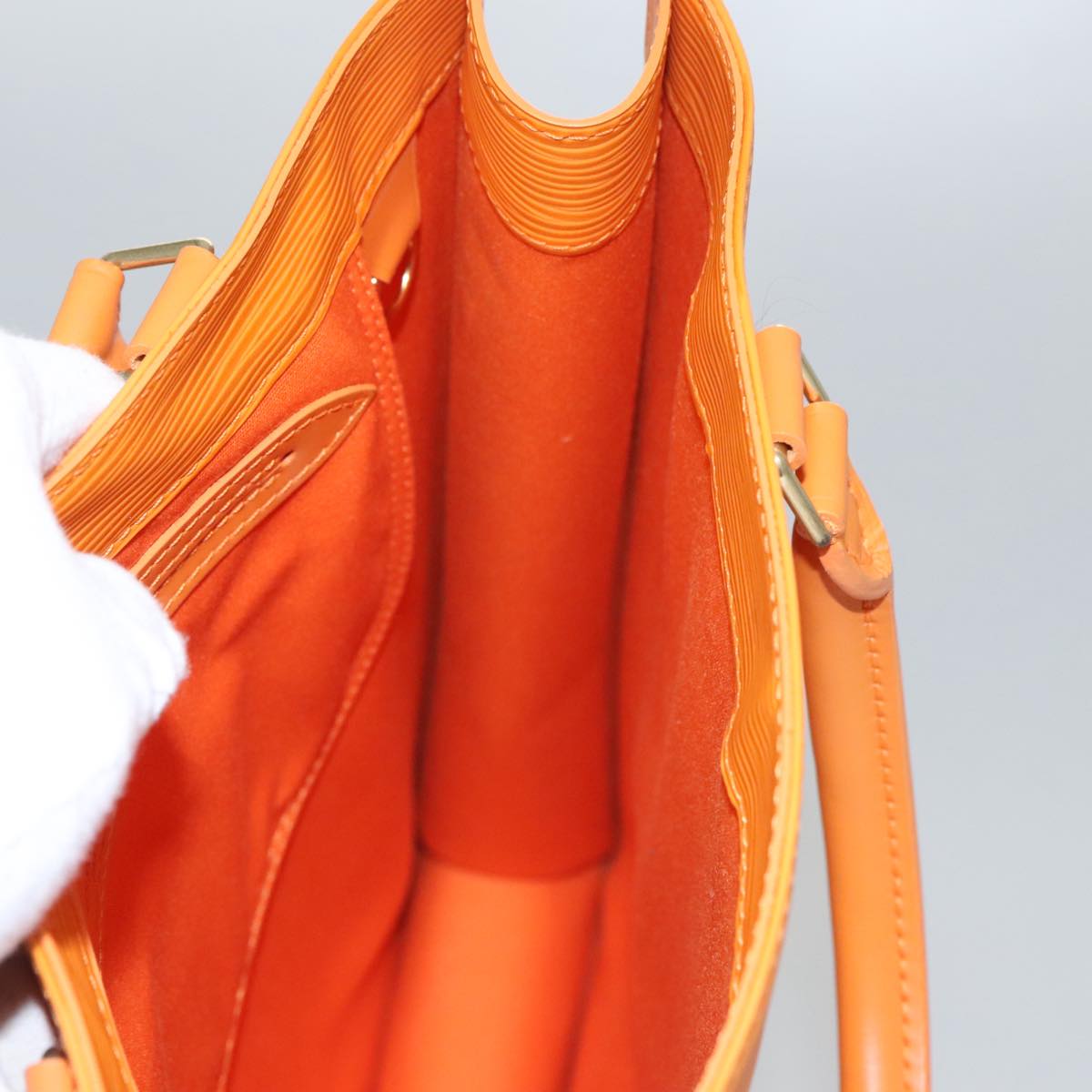 LOUIS VUITTON Epi Sac Plat Hand Bag Orange Mandarin M5274H LV 107077