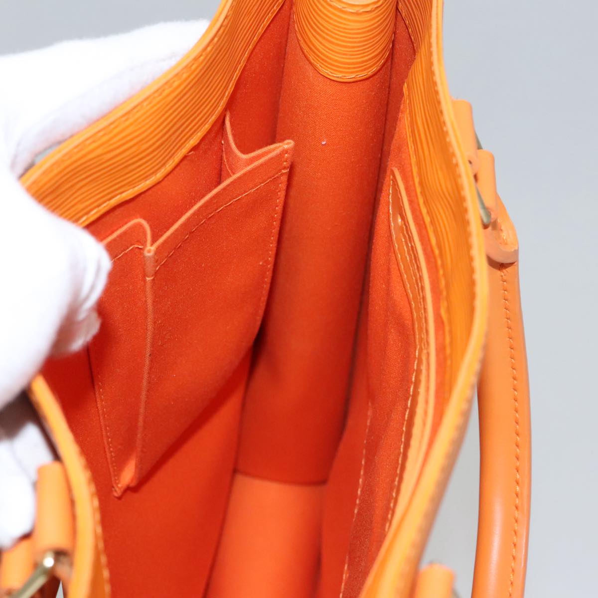 LOUIS VUITTON Epi Sac Plat Hand Bag Orange Mandarin M5274H LV 107077