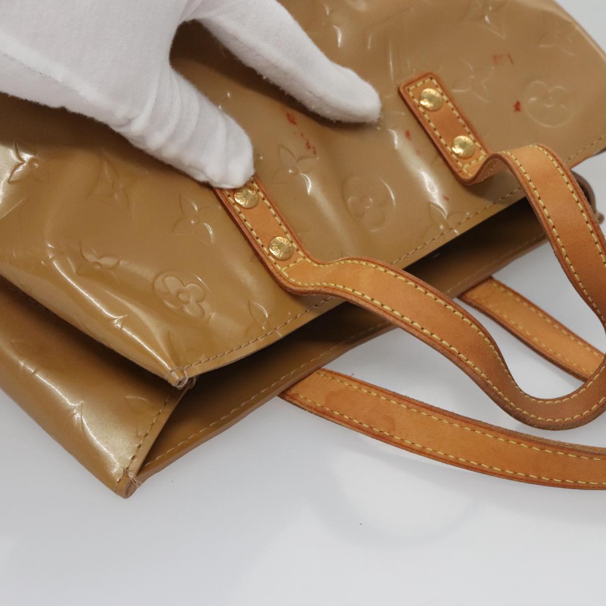LOUIS VUITTON Monogram Vernis Reade PM Hand Bag Noisette M91334 LV 107080