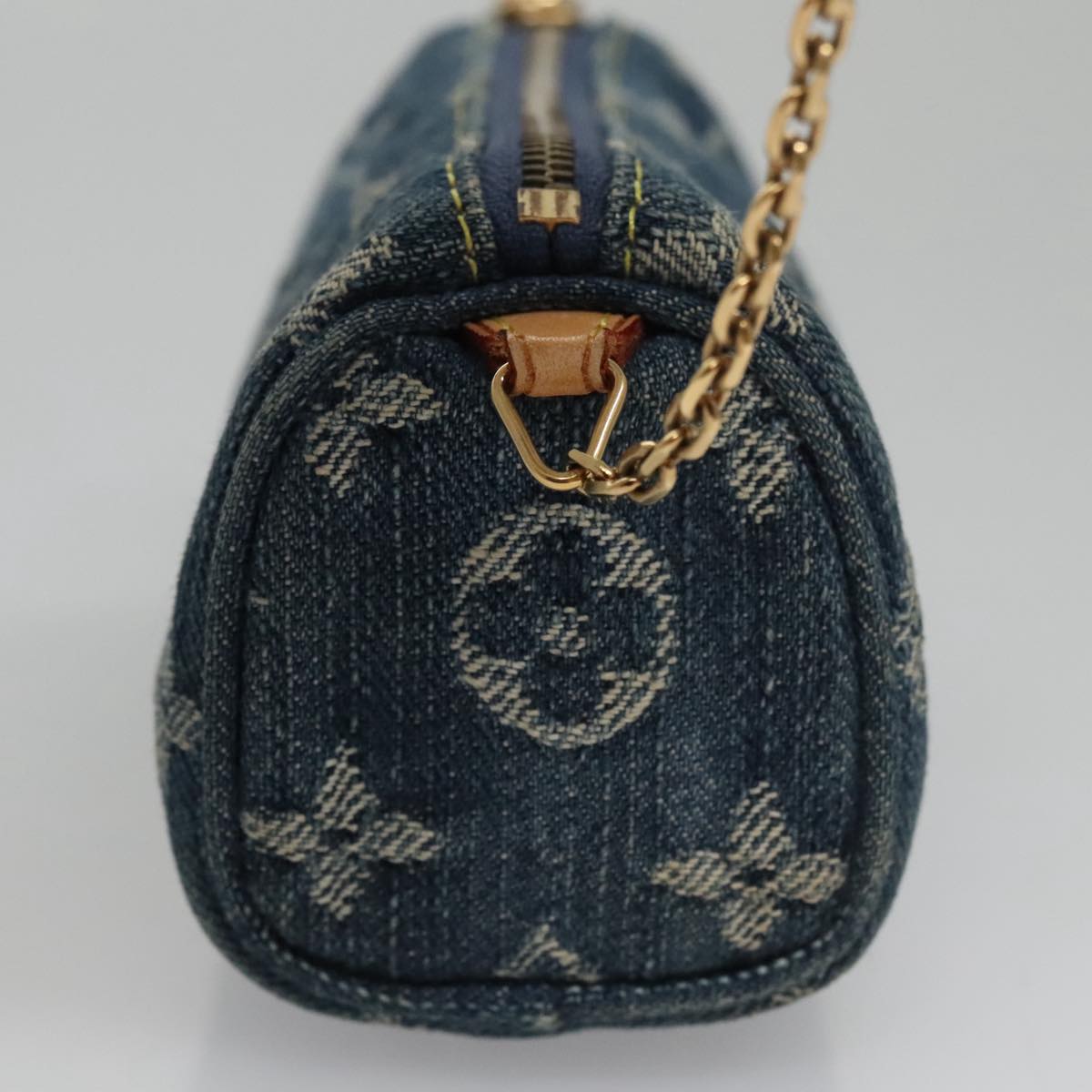 LOUIS VUITTON Monogram Denim Trousse Speedy Pouch Blue M95082 LV 107104