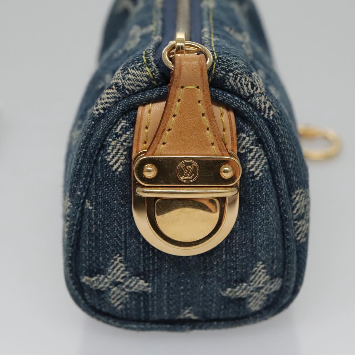LOUIS VUITTON Monogram Denim Trousse Speedy Pouch Blue M95082 LV 107104