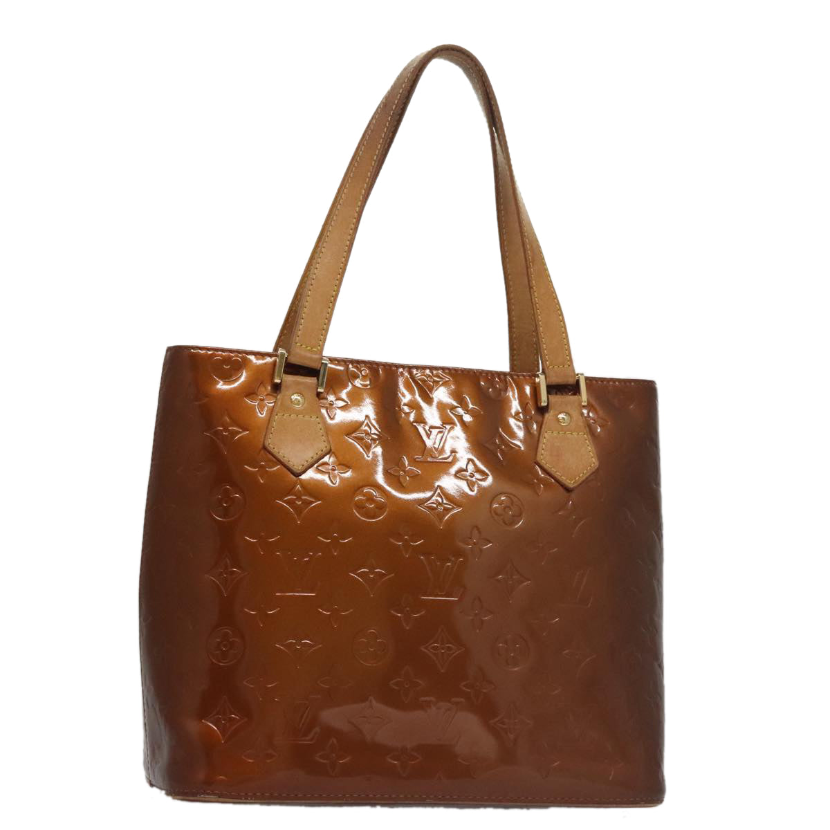 LOUIS VUITTON Monogram Vernis Houston Hand Bag Bronze M91122 LV 107154