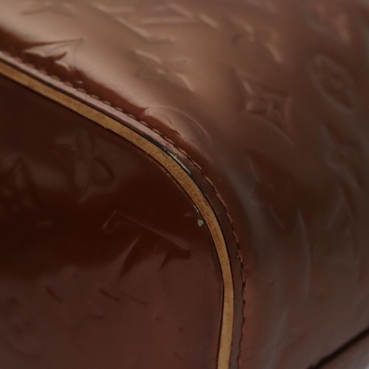 LOUIS VUITTON Monogram Vernis Houston Hand Bag Bronze M91122 LV 107154