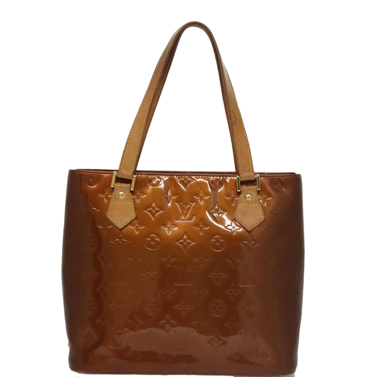 LOUIS VUITTON Monogram Vernis Houston Hand Bag Bronze M91122 LV 107154