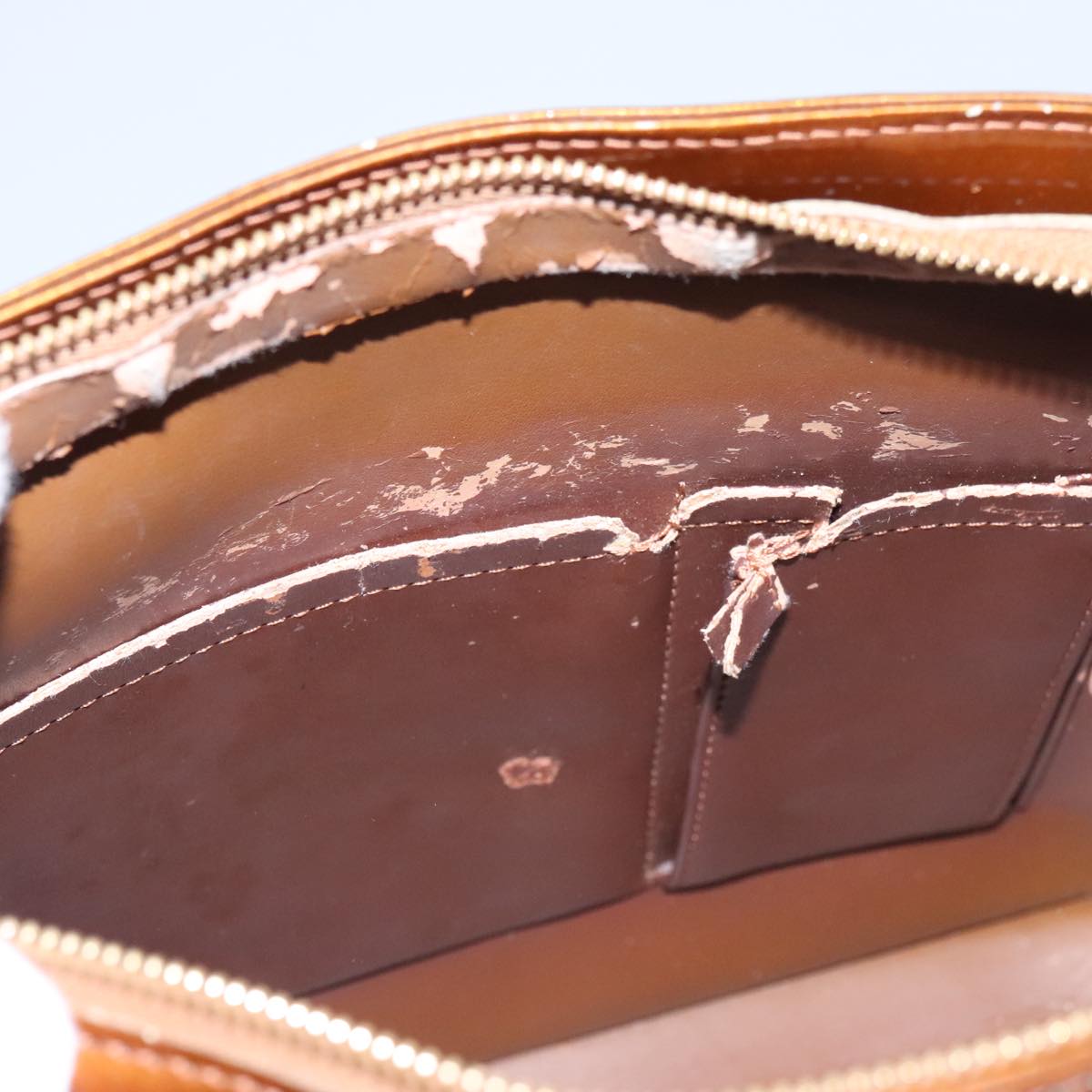 LOUIS VUITTON Monogram Vernis Houston Hand Bag Bronze M91122 LV 107154