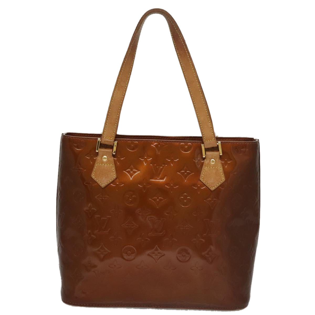 LOUIS VUITTON Monogram Vernis Houston Hand Bag Bronze M91122 LV 107154