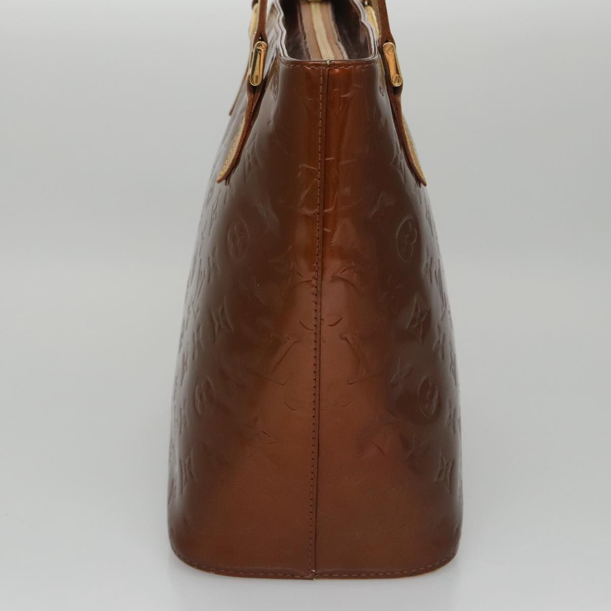 LOUIS VUITTON Monogram Vernis Houston Hand Bag Bronze M91122 LV 107154